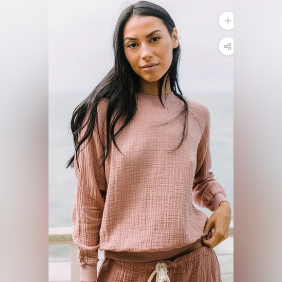 9 Seed Resort La Quinta Raglan Sweatshirt in Double Gauze in Clay (Mauve) M/L - Picture 1 of 11